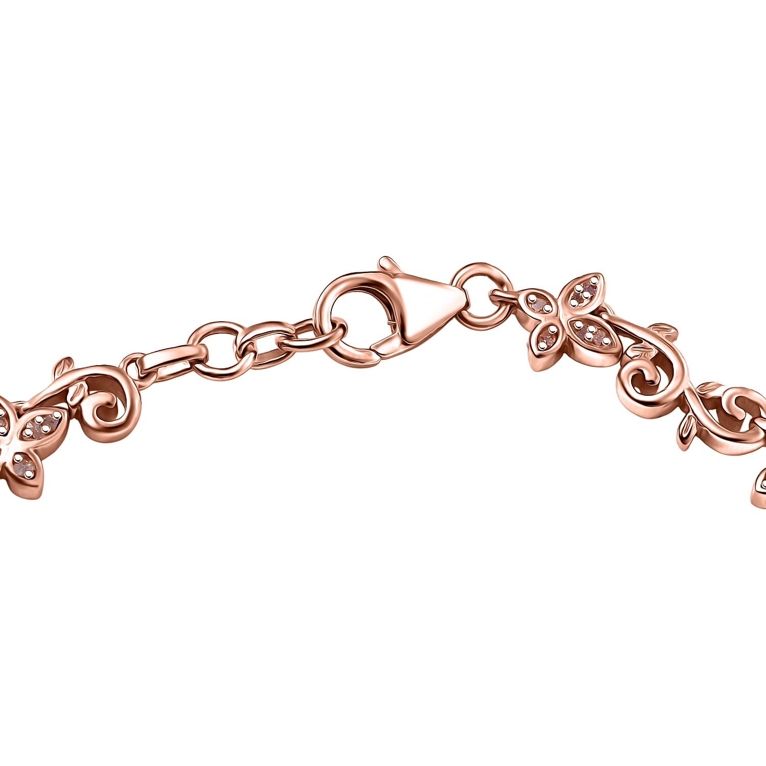 D'Joy Uncut Pink Diamond 0.25 ctw Bracelet in 18K Vermeil Rose Gold Over Sterling Silver (7.25 In)