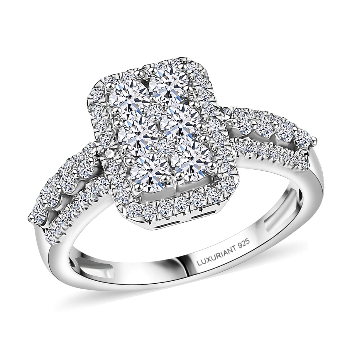 Luxuriant Lab Grown Diamond G-H SI 1.00 ctw Ring in Rhodium Over Sterling Silver (Size 10.0)