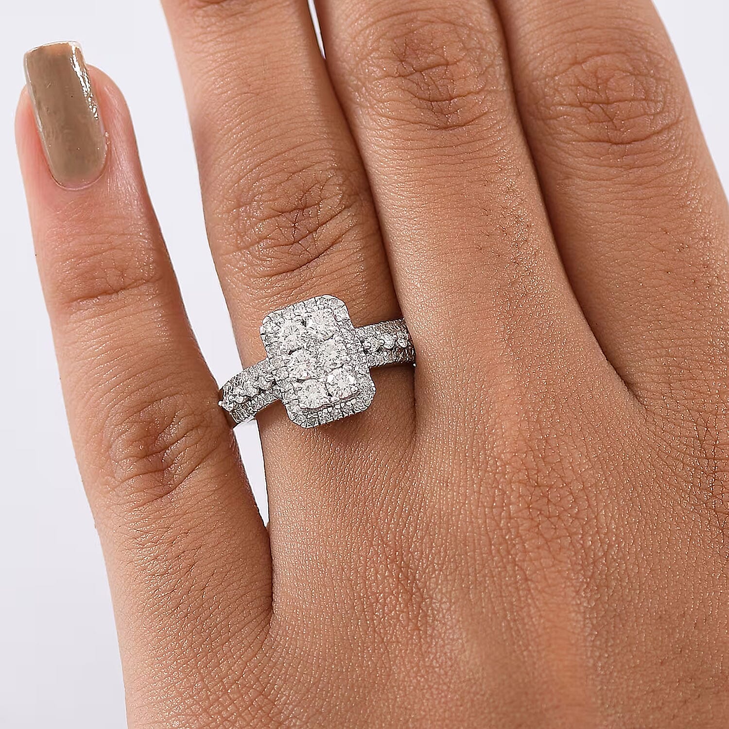 Luxuriant Lab Grown Diamond G-H SI 1.00 ctw Ring in Rhodium Over Sterling Silver (Size 10.0)