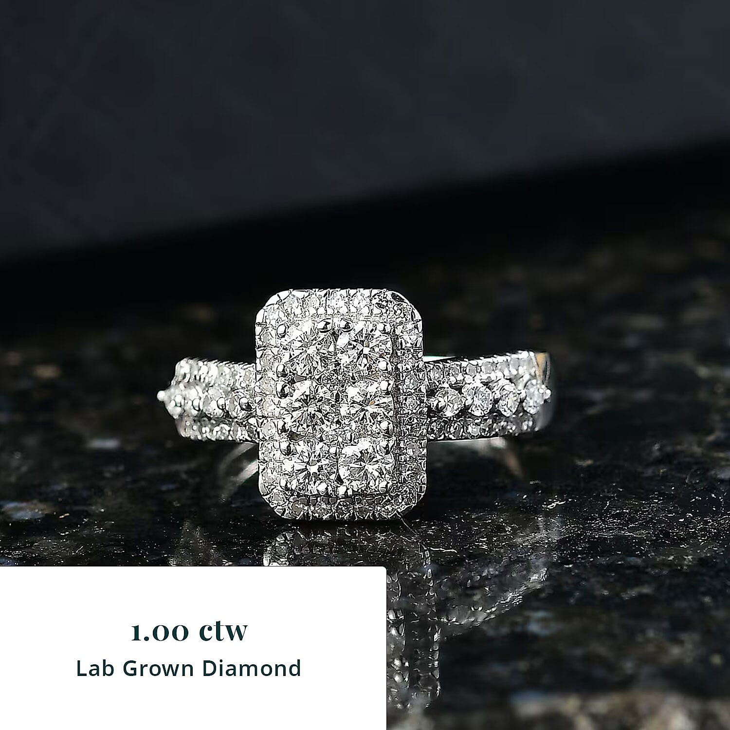 Luxuriant Lab Grown Diamond G-H SI 1.00 ctw Ring in Rhodium Over Sterling Silver (Size 10.0)