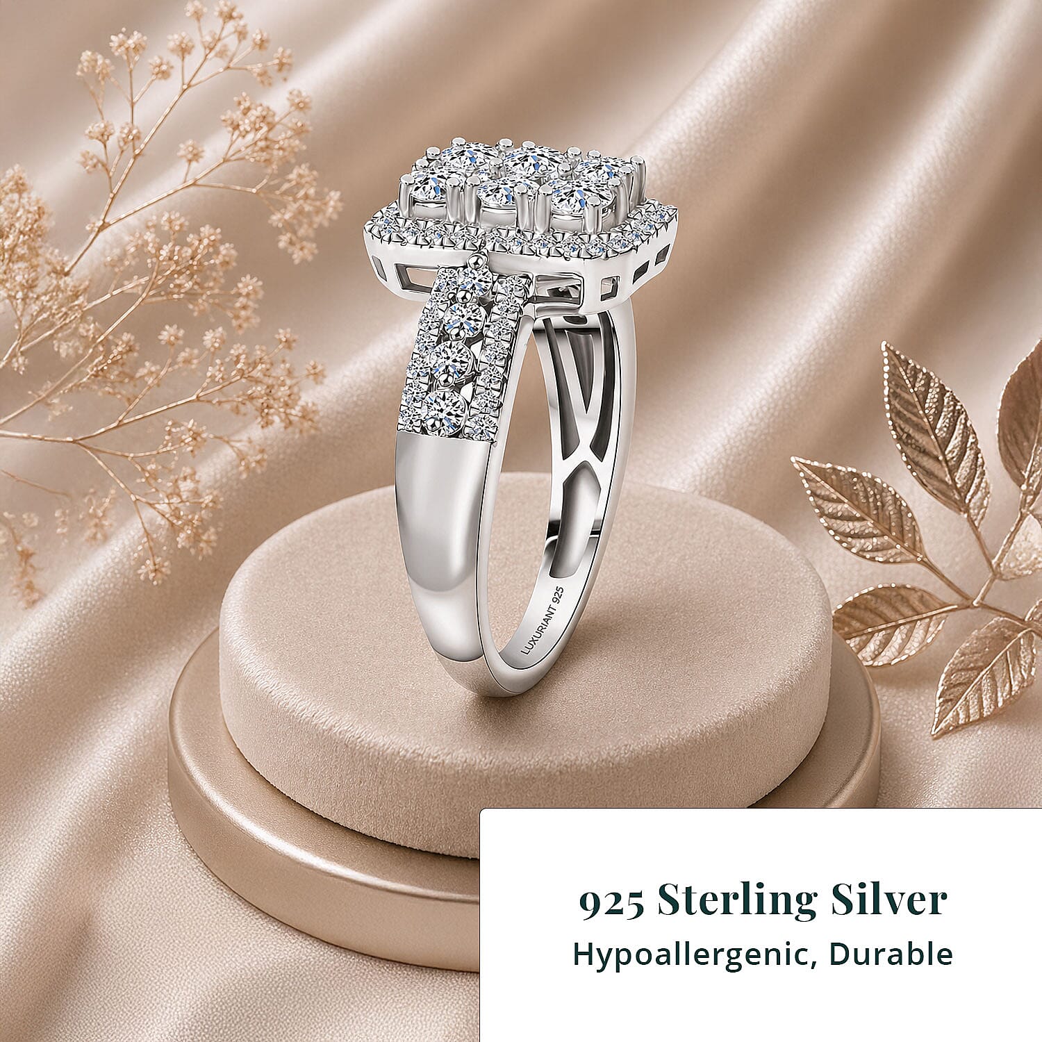 Luxuriant Lab Grown Diamond G-H SI 1.00 ctw Ring in Rhodium Over Sterling Silver (Size 10.0)