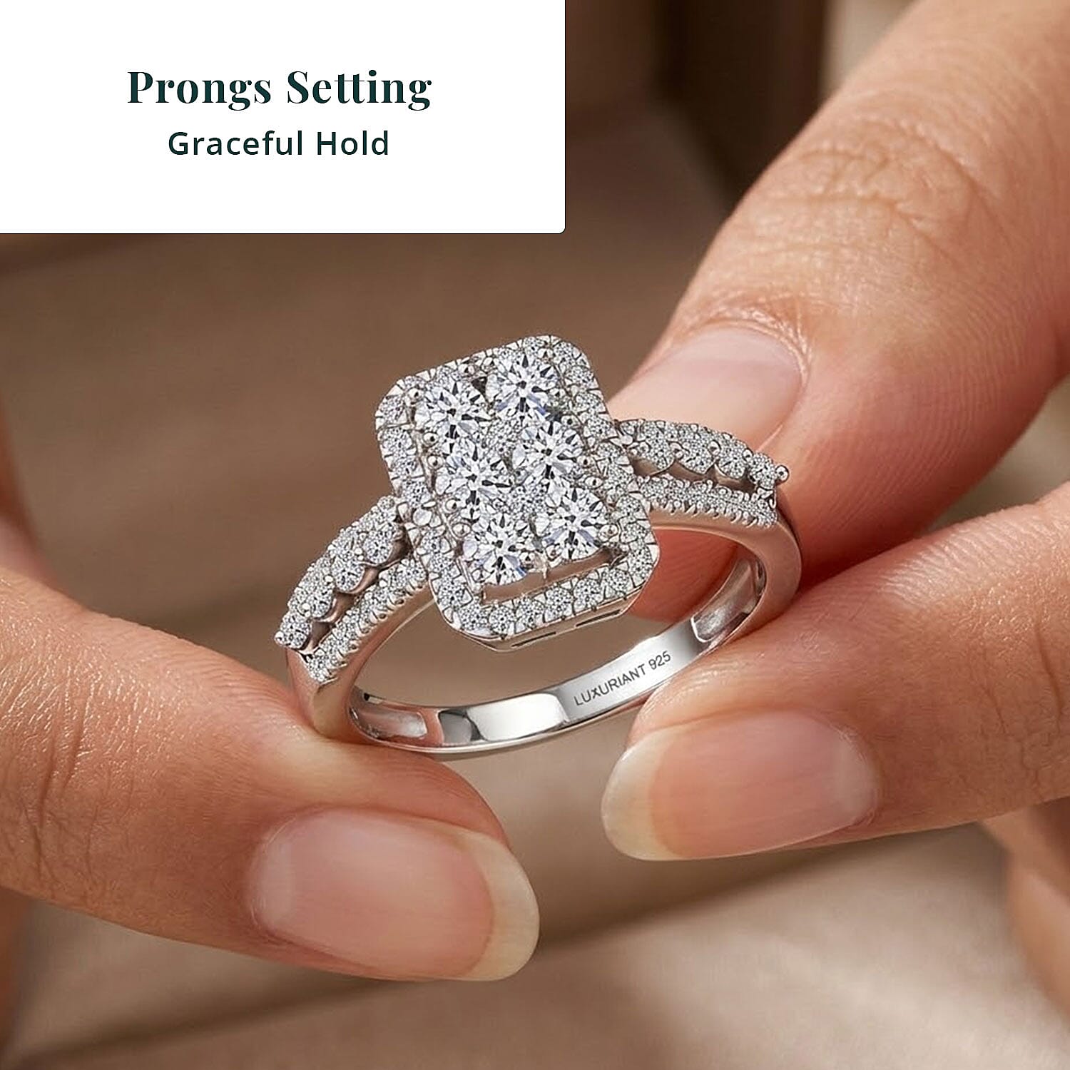 Luxuriant Lab Grown Diamond G-H SI 1.00 ctw Ring in Rhodium Over Sterling Silver (Size 10.0)
