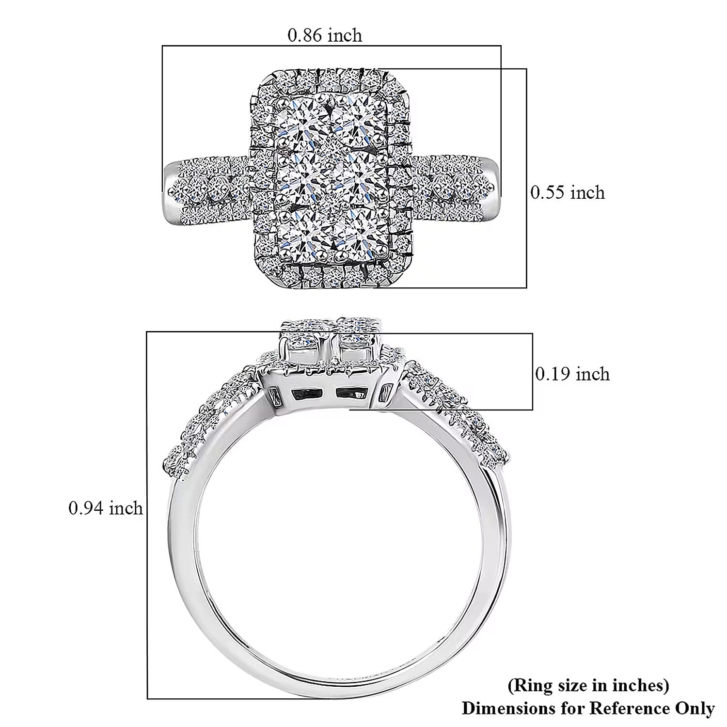Luxuriant Lab Grown Diamond G-H SI 1.00 ctw Ring in Rhodium Over Sterling Silver (Size 10.0)