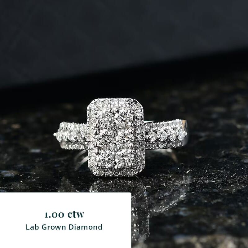 Luxuriant Lab Grown Diamond G-H SI 1.00 ctw Ring in Rhodium Over Sterling Silver (Size 6.0)