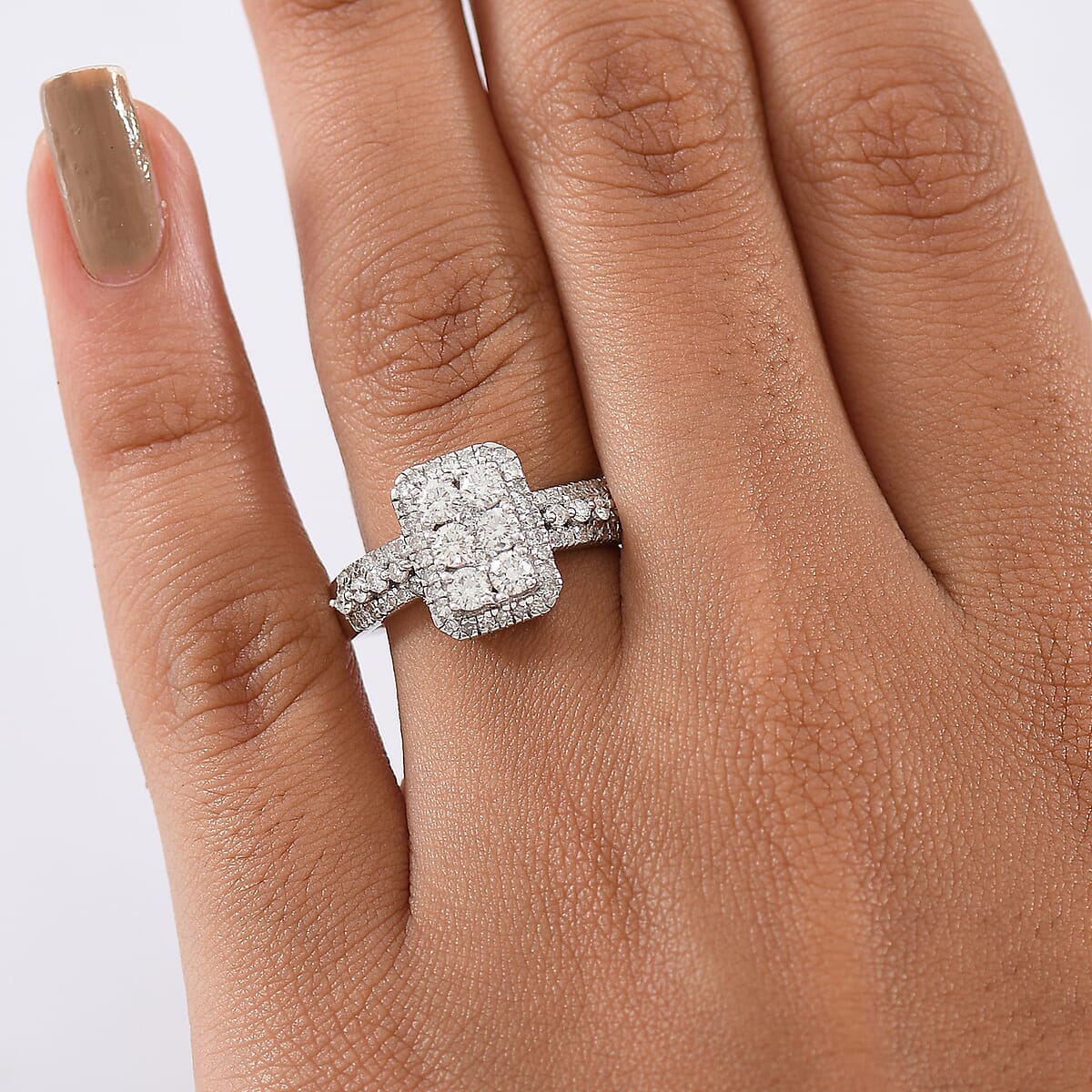 Luxuriant Lab Grown Diamond G-H SI 1.00 ctw Ring in Rhodium Over Sterling Silver (Size 7.0) image number 2