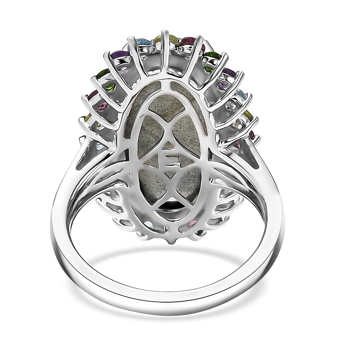 EverTrue AAA Malagasy Labradorite, Multi Gemstone Ring in Platinum Bond 10.50 ctw (Size 6.0) image number 4