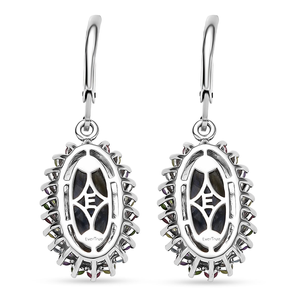 EverTrue Malagasy Labradorite and Multi Gemstone 9.35 ctw Earrings in Platinum Bond image number 5