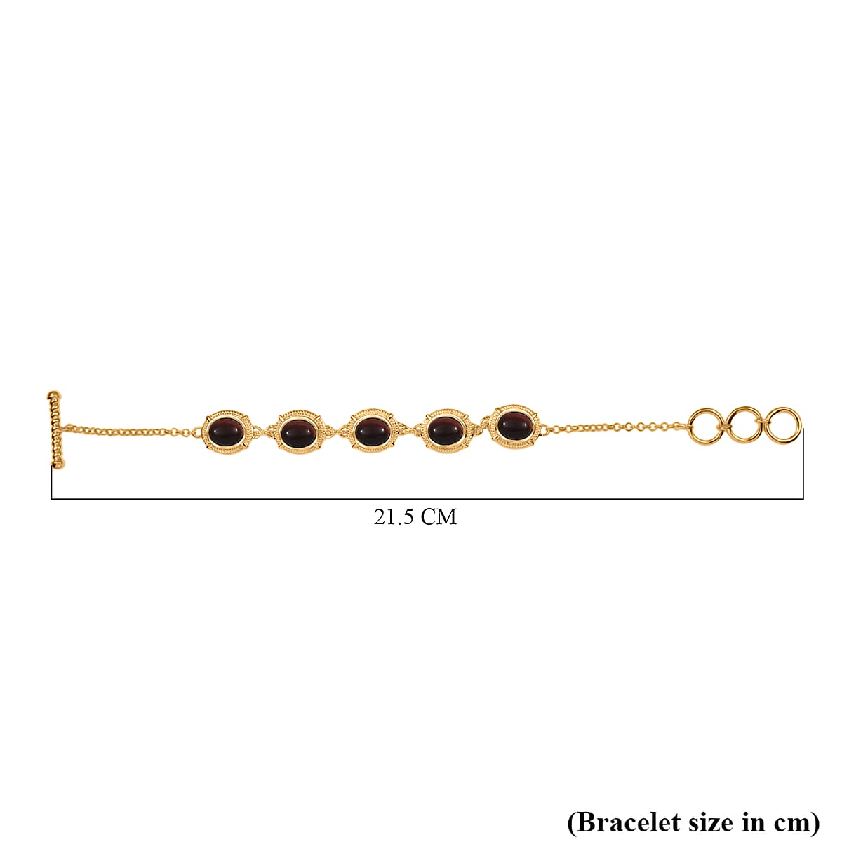 EverTrue Red Tiger Eye 15.10 ctw Bracelet in 18K Yellow Gold Plated (7.50 In) image number 4