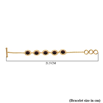 EverTrue Red Tiger Eye 15.10 ctw Bracelet in 18K Yellow Gold Plated (7.50 In)