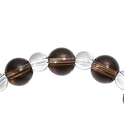 Brazilian Smoky Quartz and White Crystal Quartz 115.00 ctw Beaded Stretch Bracelet