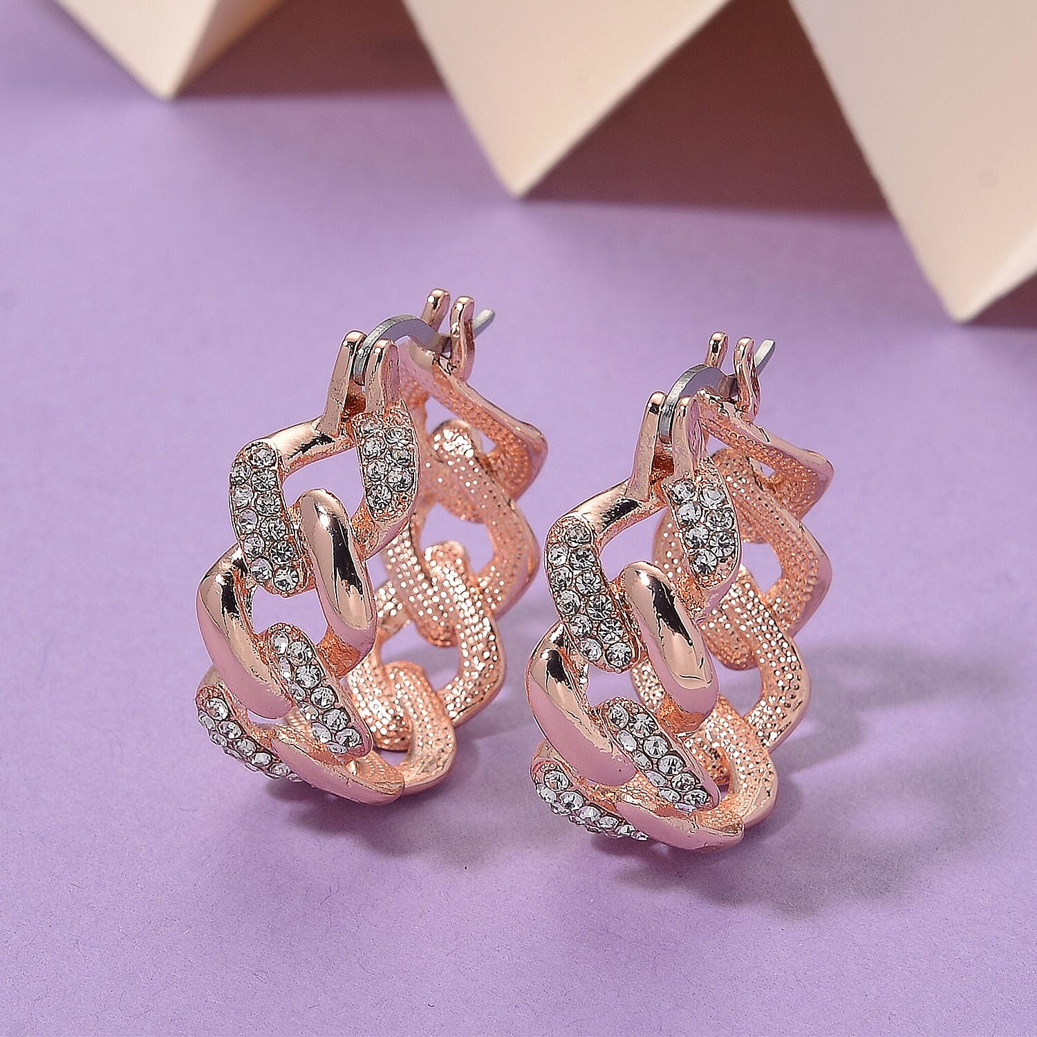 Austrian Crystal Earrings in Rosetone
