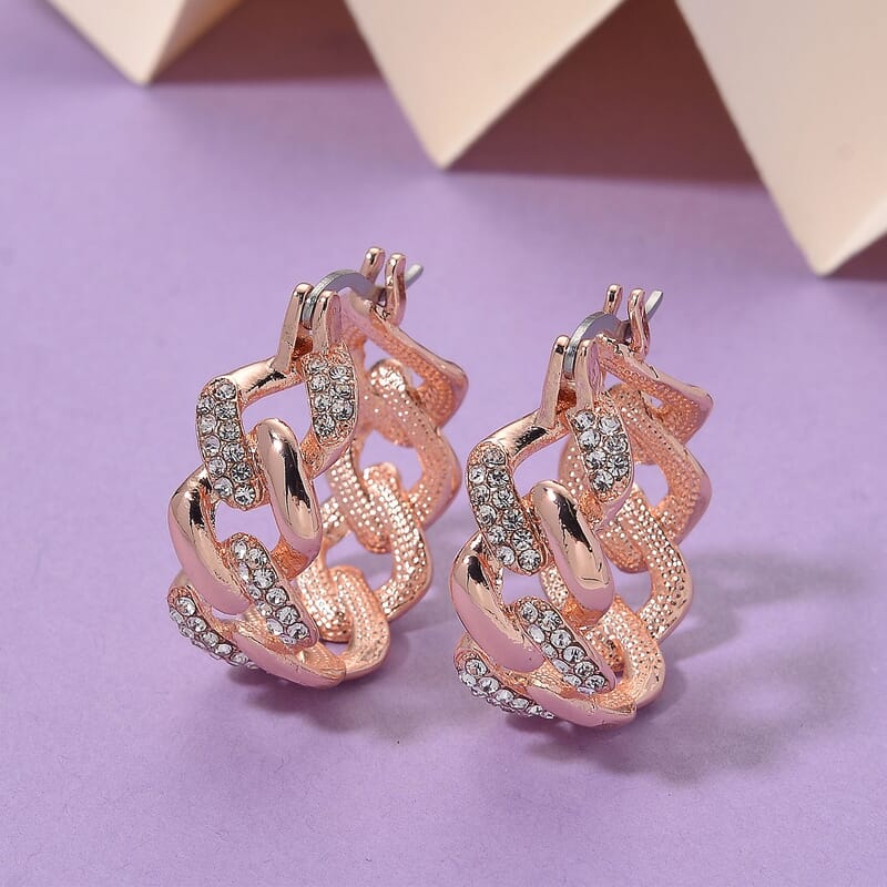 Austrian Crystal Earrings in Rosetone