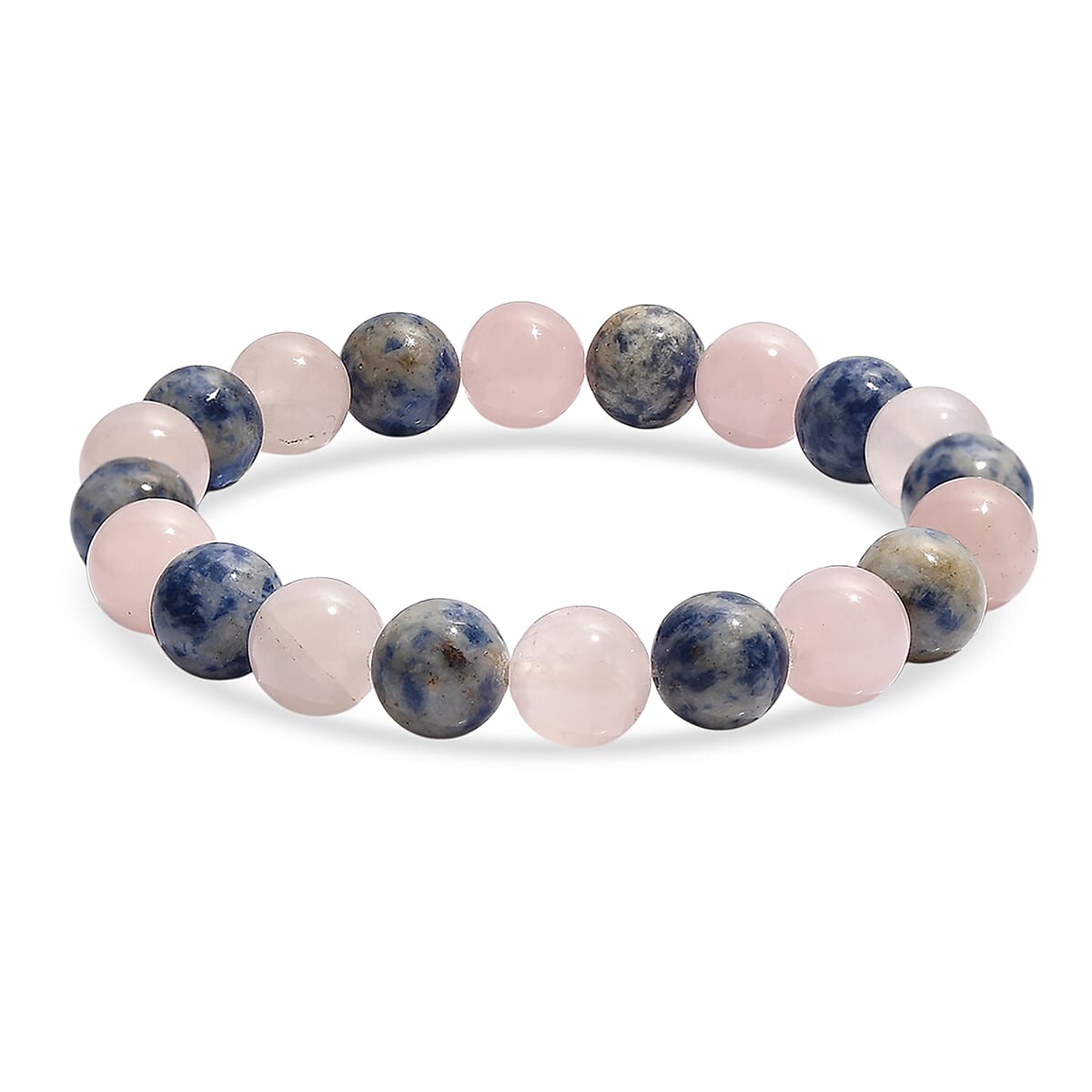Galilea Rose Quartz and Sodalite 140.00 ctw Beaded Stretch Bracelet image number 0