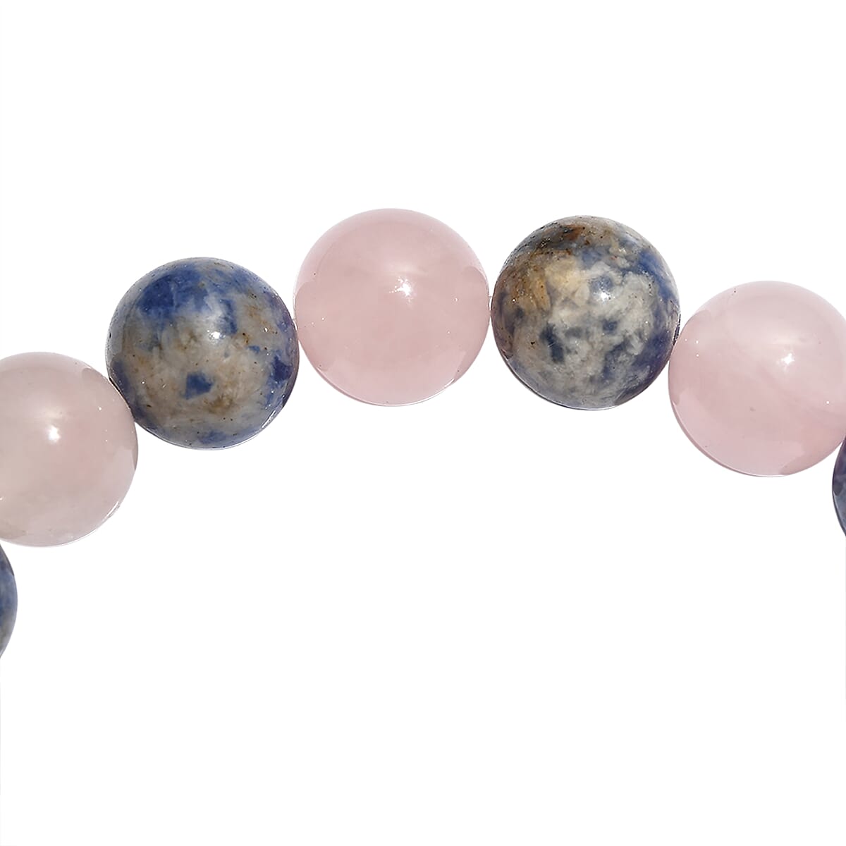 Galilea Rose Quartz and Sodalite 140.00 ctw Beaded Stretch Bracelet image number 3