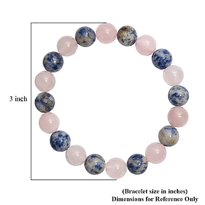 Galilea Rose Quartz and Sodalite 140.00 ctw Beaded Stretch Bracelet