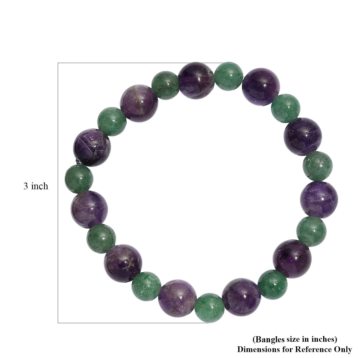 Green Aventurine and African Amethyst 115.00 ctw Beaded Stretch Bracelet