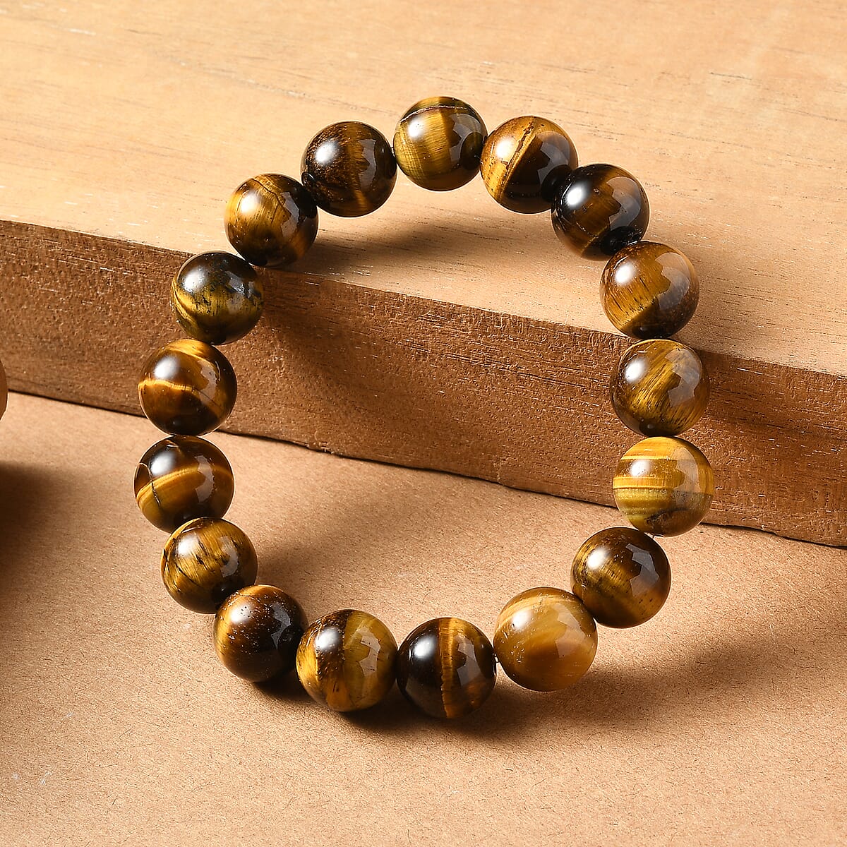 Tigers Eye 210.00 ctw Round Beaded Stretch Bracelet image number 1