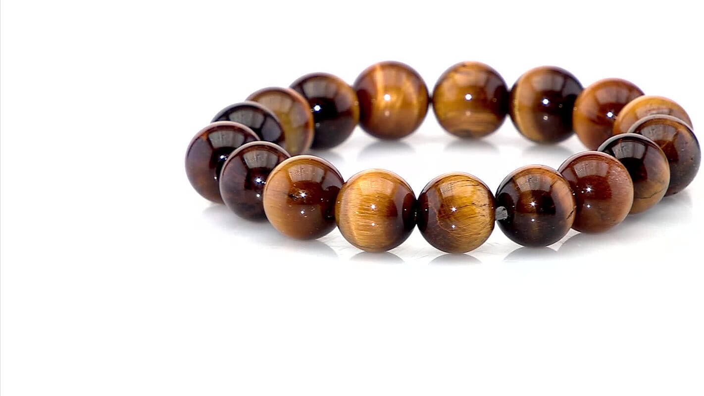 Tigers Eye 210.00 ctw Round Beaded Stretch Bracelet