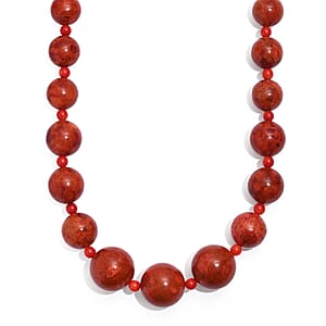 Sponge Coral Beaded Necklace in Platinum Bond 20 Inches