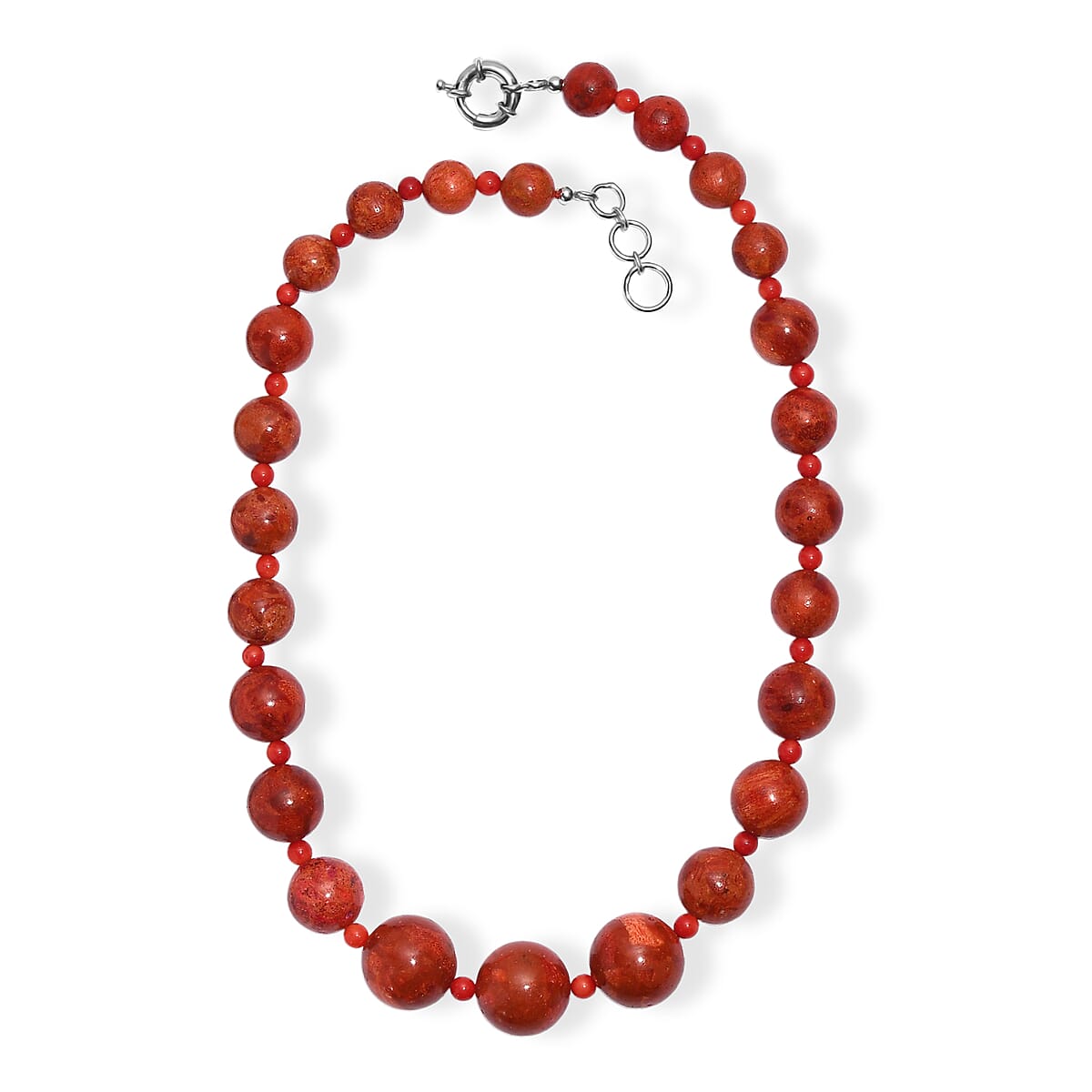 Sponge Coral Beaded Necklace in Platinum Bond 20 Inches image number 3