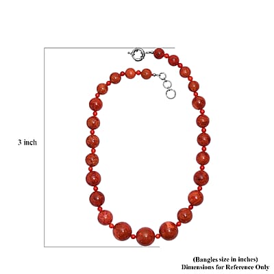 Sponge Coral Beaded Necklace in Platinum Bond 20 Inches