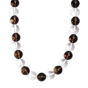 Brazilian Smoky Quartz and White Crystal Quartz 365.00 ctw Beaded Necklace in Platinum Bond 20 Inches