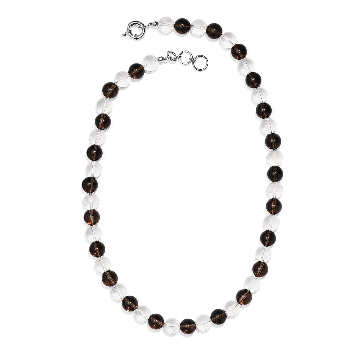 Brazilian Smoky Quartz and White Crystal Quartz 365.00 ctw Beaded Necklace in Platinum Bond 20 Inches image number 3