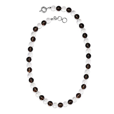 Brazilian Smoky Quartz and White Crystal Quartz 365.00 ctw Beaded Necklace in Platinum Bond 20 Inches
