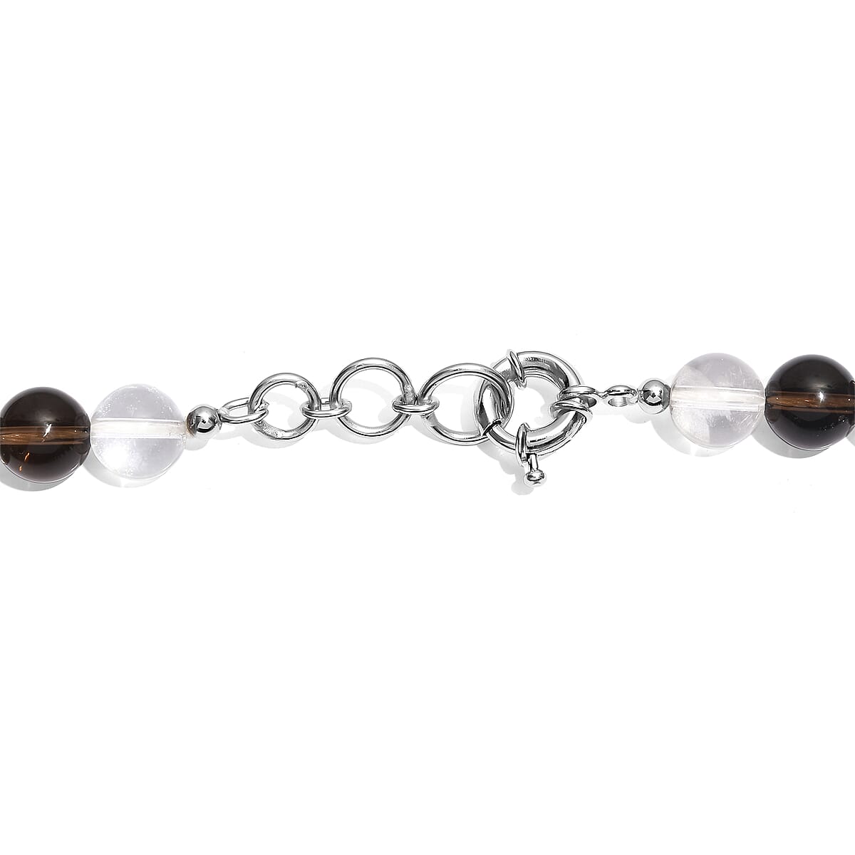 Brazilian Smoky Quartz and White Crystal Quartz 365.00 ctw Beaded Necklace in Platinum Bond 20 Inches image number 4