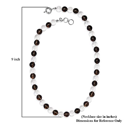 Brazilian Smoky Quartz and White Crystal Quartz 365.00 ctw Beaded Necklace in Platinum Bond 20 Inches