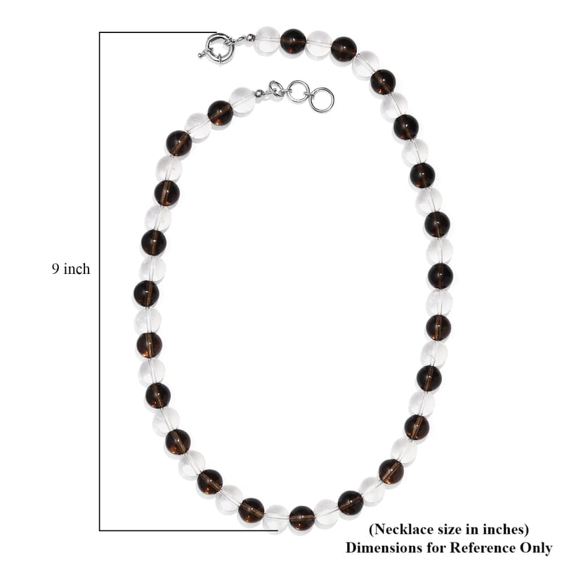 Brazilian Smoky Quartz and White Crystal Quartz 365.00 ctw Beaded Necklace in Platinum Bond 20 Inches