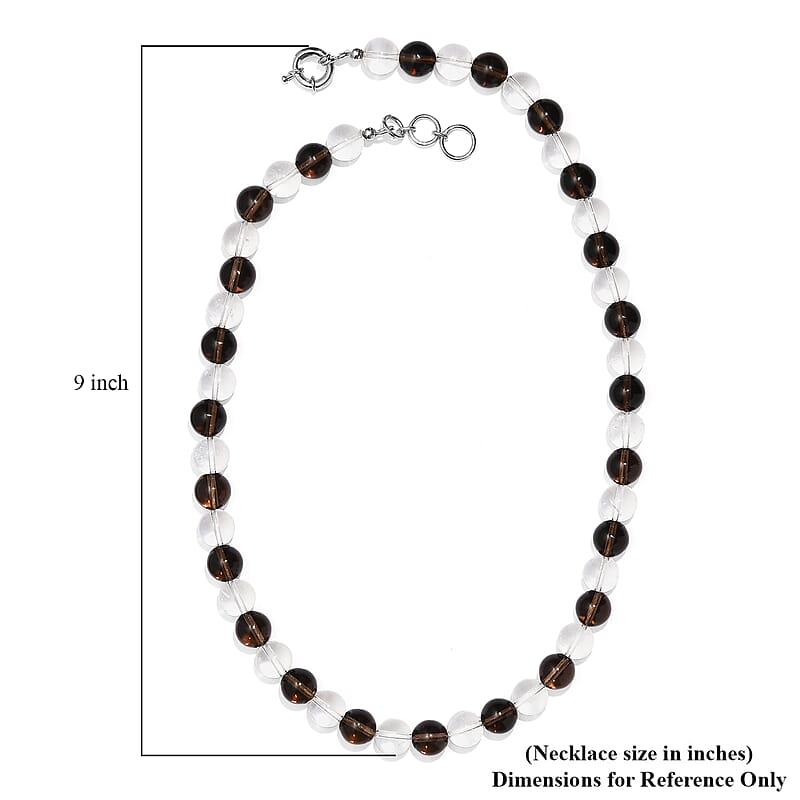 Brazilian Smoky Quartz and White Crystal Quartz 365.00 ctw Beaded Necklace in Platinum Bond 20 Inches