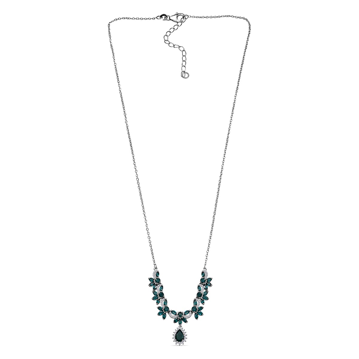 D'Joy Premium Grandidierite and Moissanite 4.65 ctw Necklace in Rhodium Over Sterling Silver 18 Inches image number 3