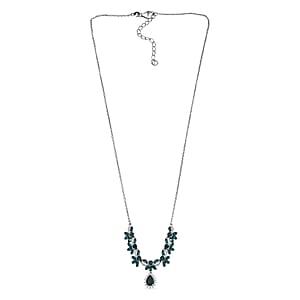 D'Joy Premium Grandidierite and Moissanite 4.65 ctw Necklace in Rhodium Over Sterling Silver 18 Inches