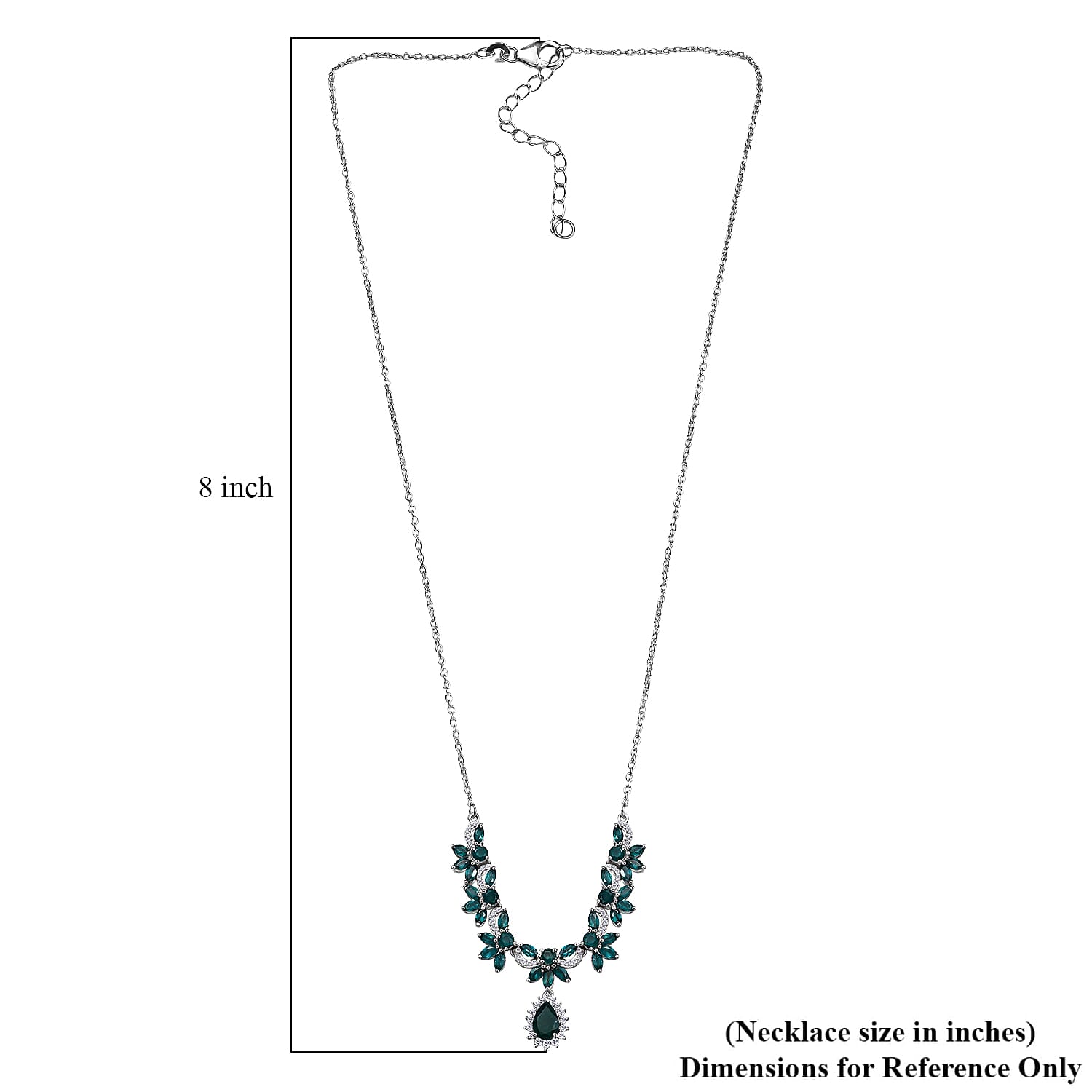 D'Joy Premium Grandidierite and Moissanite 4.65 ctw Necklace in Rhodium Over Sterling Silver 18 Inches