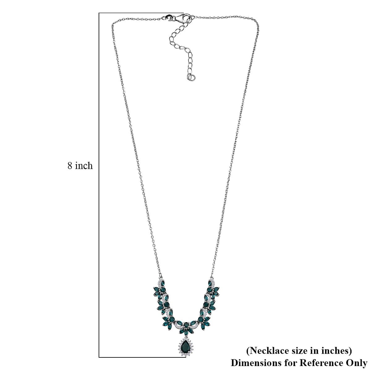 D'Joy Premium Grandidierite and Moissanite 4.65 ctw Necklace in Rhodium Over Sterling Silver 18 Inches image number 4