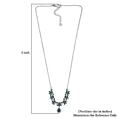 D'Joy Premium Grandidierite and Moissanite 4.65 ctw Necklace in Rhodium Over Sterling Silver 18 Inches