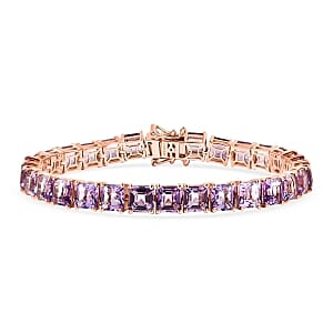 D'Joy Rose De France Amethyst 30.45 ctw Bracelet in 18K Vermeil Rose Gold Over Sterling Silver (7.50 In)