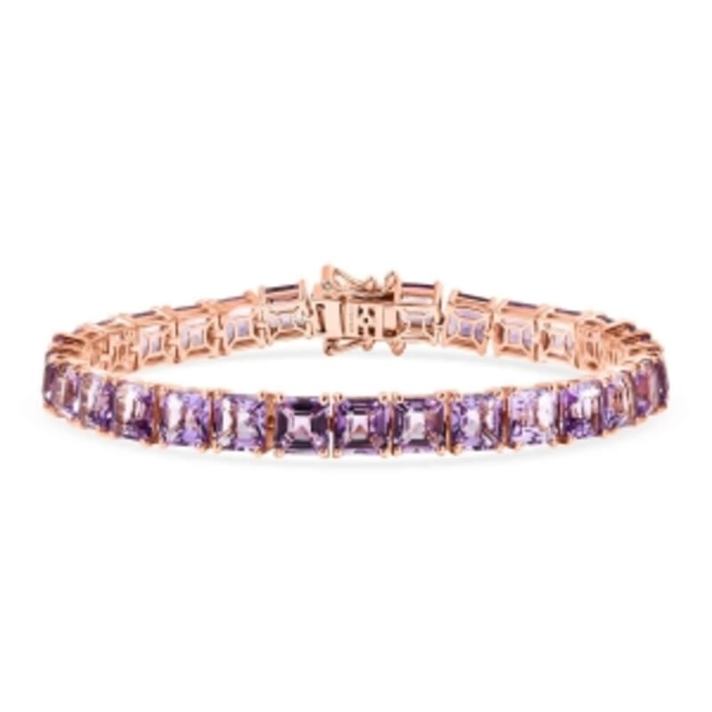 D'Joy Rose De France Amethyst 30.45 ctw Bracelet in 18K Vermeil Rose Gold Over Sterling Silver (7.50 In)