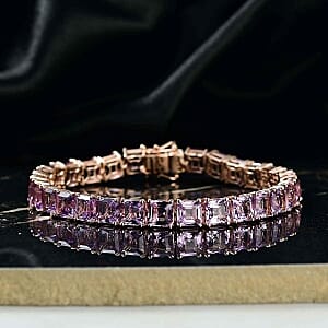 D'Joy Rose De France Amethyst 30.45 ctw Bracelet in 18K Vermeil Rose Gold Over Sterling Silver (7.50 In)
