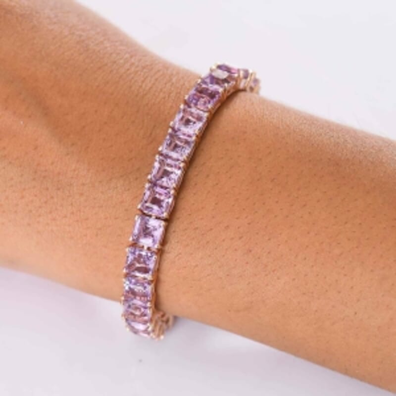 D'Joy Rose De France Amethyst 30.45 ctw Bracelet in 18K Vermeil Rose Gold Over Sterling Silver (7.50 In)