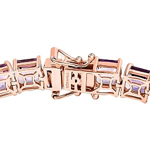 D'Joy Rose De France Amethyst 30.45 ctw Bracelet in 18K Vermeil Rose Gold Over Sterling Silver (7.50 In)