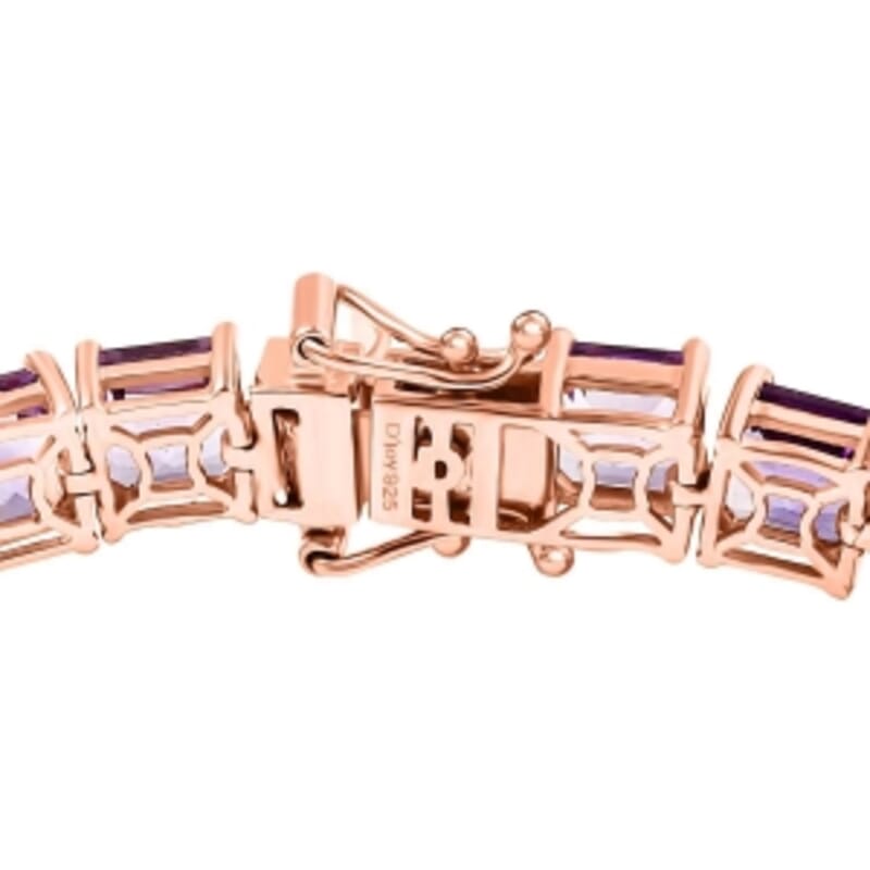 D'Joy Rose De France Amethyst 30.45 ctw Bracelet in 18K Vermeil Rose Gold Over Sterling Silver (7.50 In)