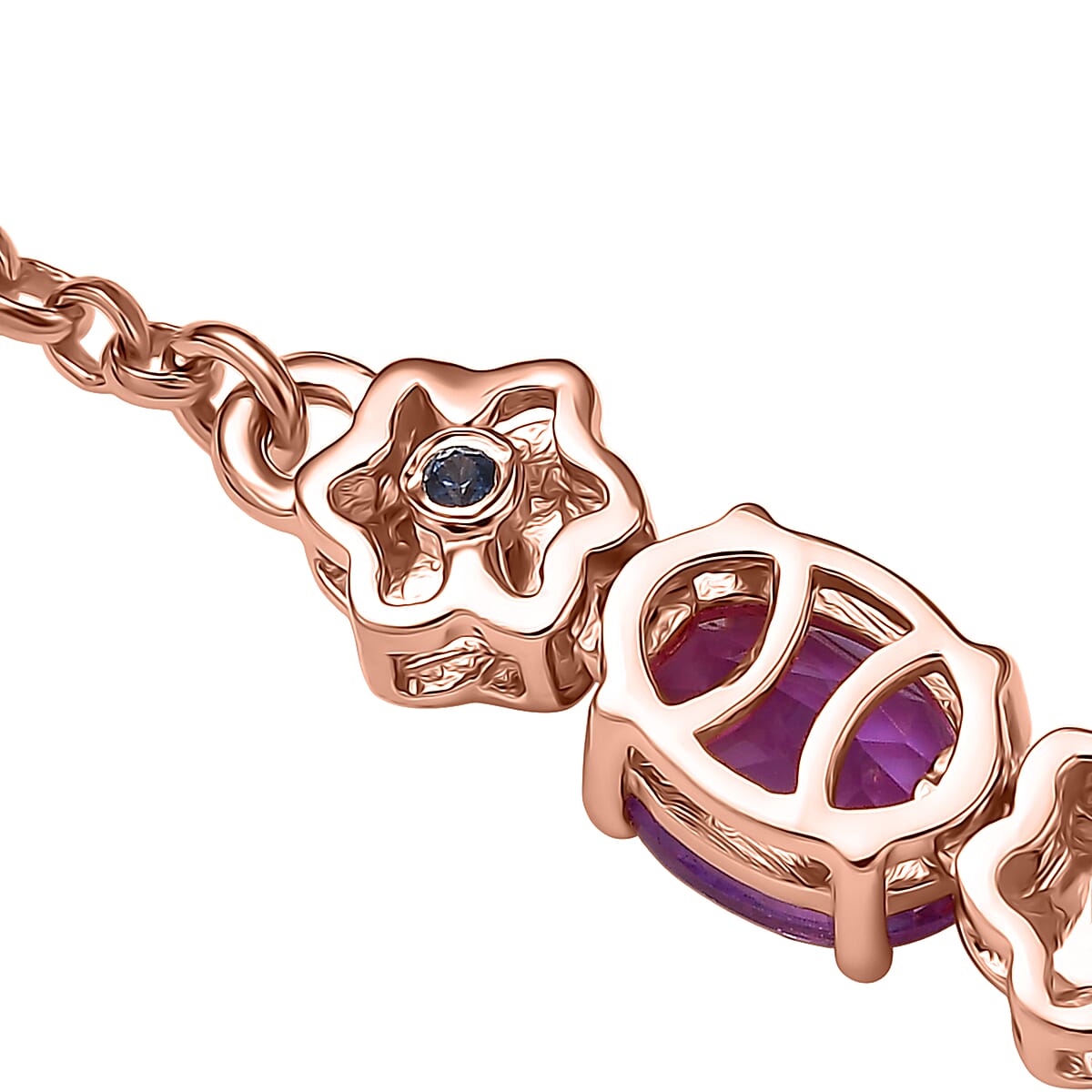 GP Italian Garden Collection AAA Rose De France Amethyst and White Zircon 14.80 ctw Necklace in 18K Vermeil Rose Gold Over Sterling Silver 18 Inches image number 6