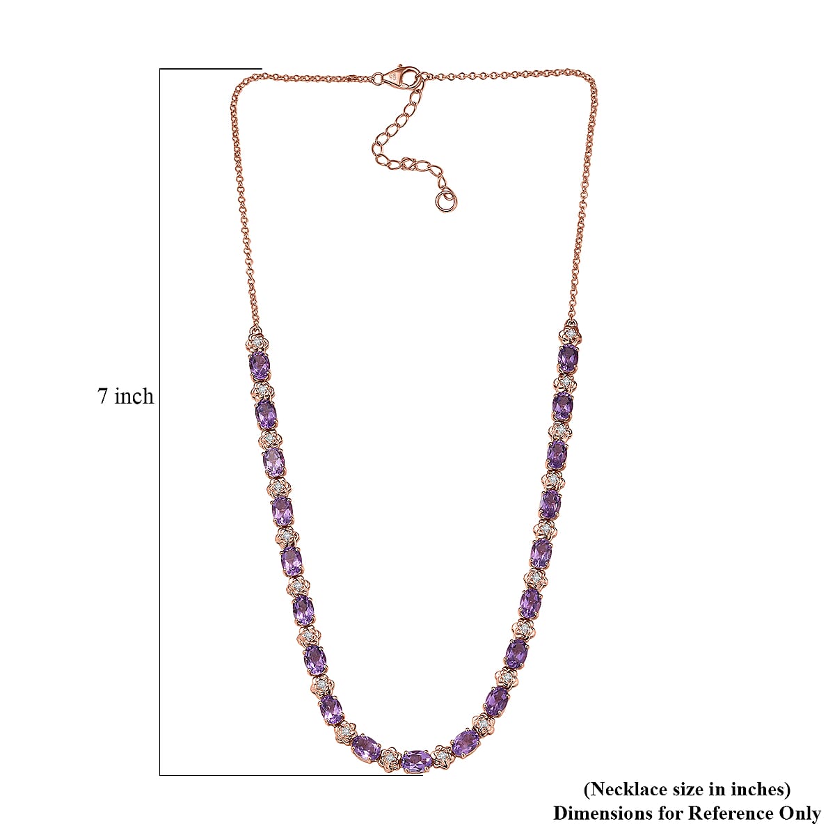 GP Italian Garden Collection AAA Rose De France Amethyst and White Zircon 14.80 ctw Necklace in 18K Vermeil Rose Gold Over Sterling Silver 18 Inches image number 7