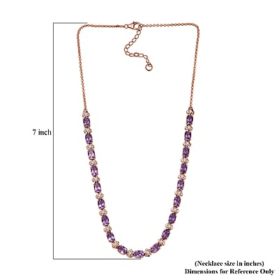 GP Italian Garden Collection AAA Rose De France Amethyst, White Zircon Necklace in 18K Vermeil RG Over Sterling Silver 14.60 ctw (18-20 Inches)