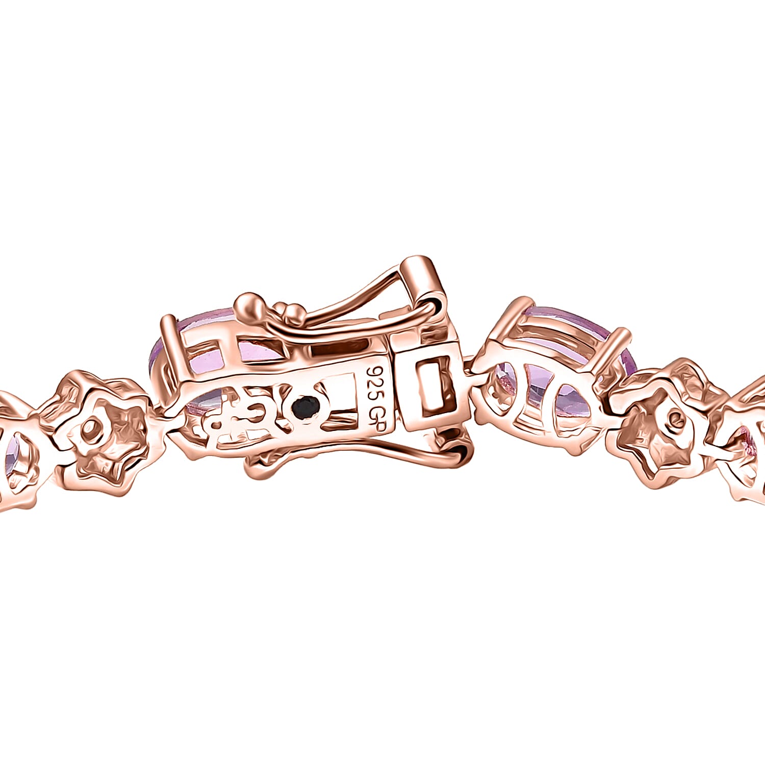 GP Italian Garden Collection AAA Rose De France Amethyst and White Zircon 11.20 ctw Bracelet in 18K Vermeil Rose Gold Over Sterling Silver (7.25 In)