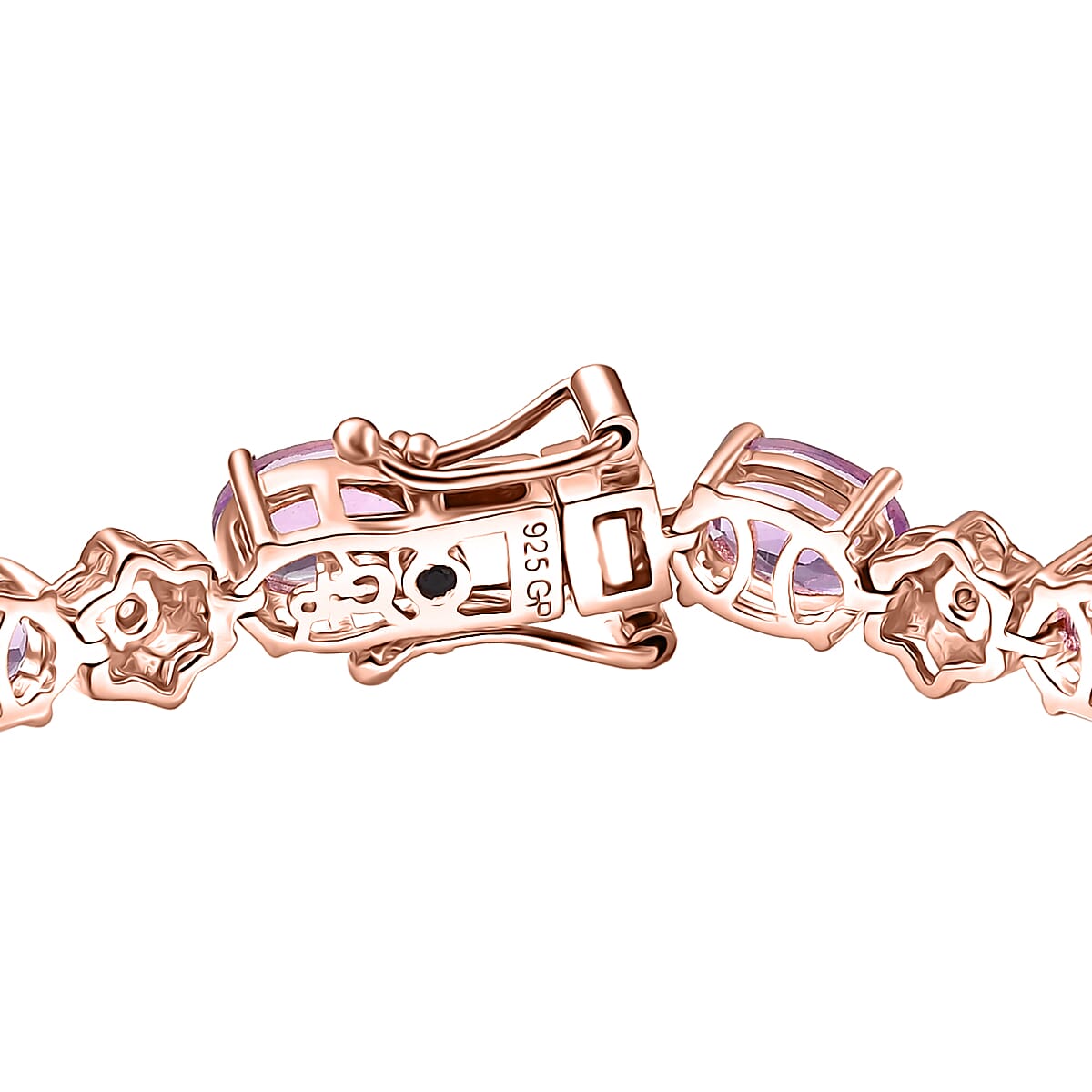 GP Italian Garden Collection AAA Rose De France Amethyst and White Zircon 11.20 ctw Bracelet in 18K Vermeil Rose Gold Over Sterling Silver (7.25 In) image number 4