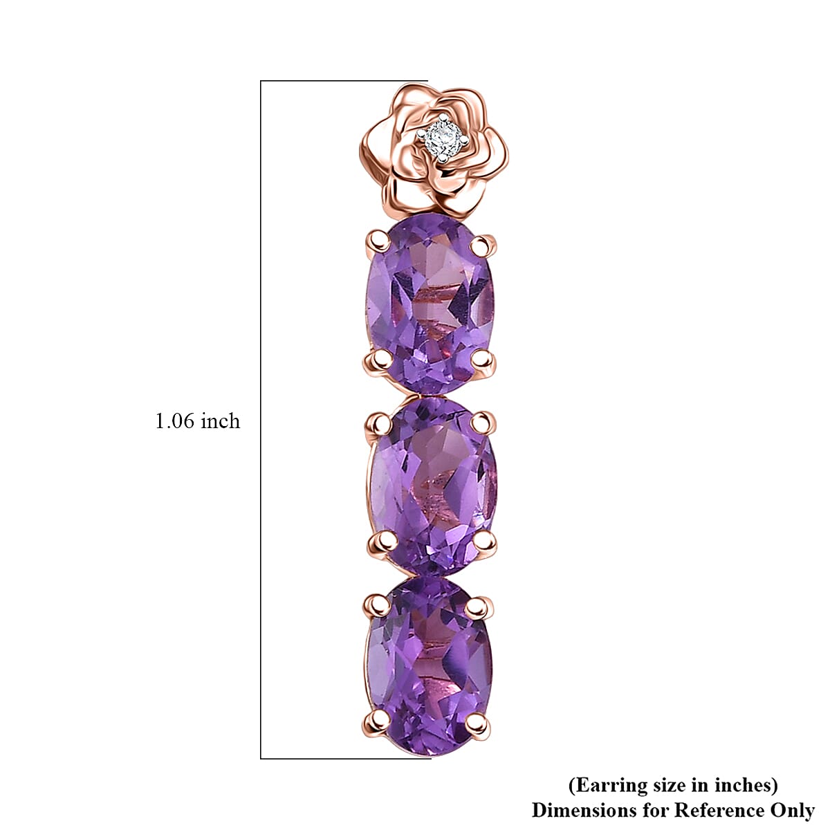 GP Italian Garden Collection AAA Rose De France Amethyst and White Zircon 4.65 ctw Earrings in 18K Vermeil Rose Gold Over Sterling Silver image number 5