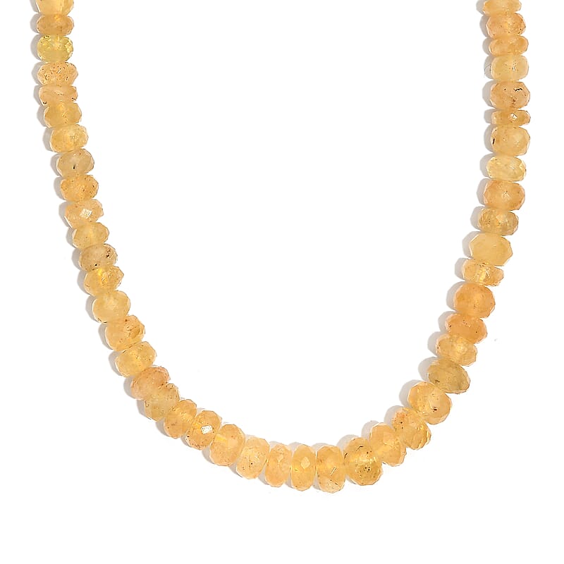 D'Joy Brazilian Heliodor 75.00 ctw Beaded Necklace 18-20 Inches in Rhodium Over Sterling Silver 
